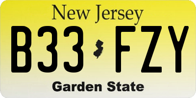 NJ license plate B33FZY