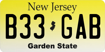 NJ license plate B33GAB