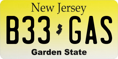 NJ license plate B33GAS