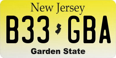 NJ license plate B33GBA