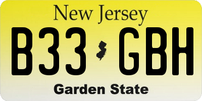 NJ license plate B33GBH