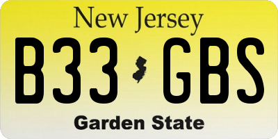 NJ license plate B33GBS