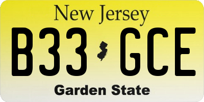 NJ license plate B33GCE