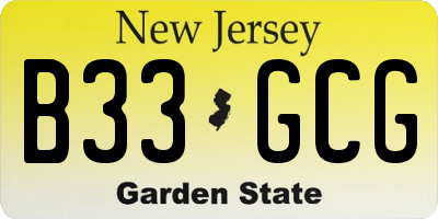 NJ license plate B33GCG