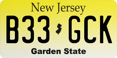 NJ license plate B33GCK