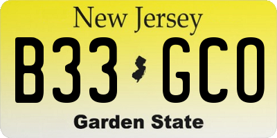NJ license plate B33GCO