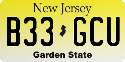 NJ license plate B33GCU
