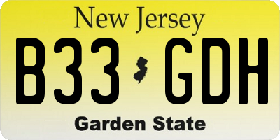 NJ license plate B33GDH