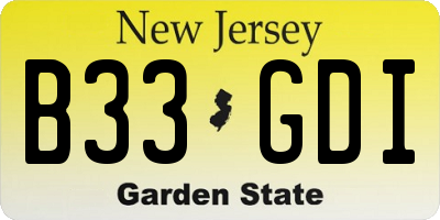 NJ license plate B33GDI