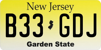 NJ license plate B33GDJ