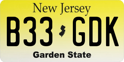NJ license plate B33GDK