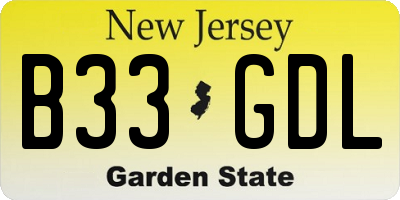 NJ license plate B33GDL