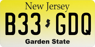 NJ license plate B33GDQ