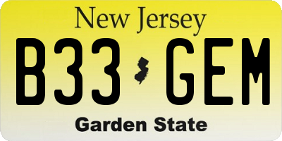 NJ license plate B33GEM