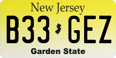 NJ license plate B33GEZ