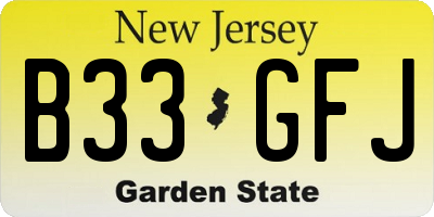 NJ license plate B33GFJ