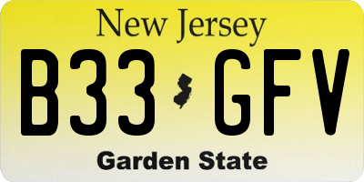 NJ license plate B33GFV
