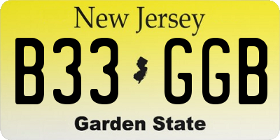 NJ license plate B33GGB