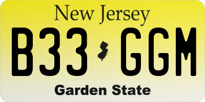 NJ license plate B33GGM