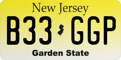 NJ license plate B33GGP