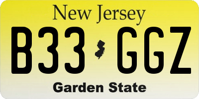 NJ license plate B33GGZ