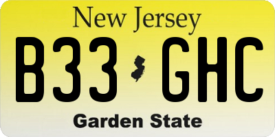 NJ license plate B33GHC
