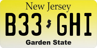 NJ license plate B33GHI