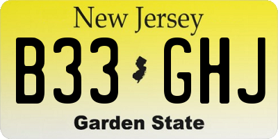 NJ license plate B33GHJ