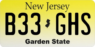 NJ license plate B33GHS