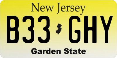 NJ license plate B33GHY