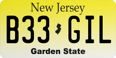 NJ license plate B33GIL