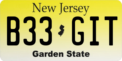 NJ license plate B33GIT