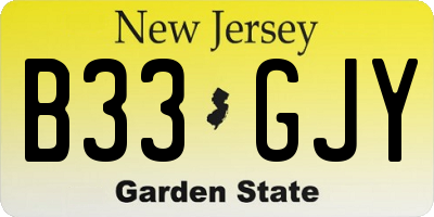 NJ license plate B33GJY