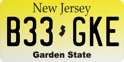 NJ license plate B33GKE