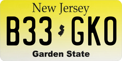 NJ license plate B33GKO