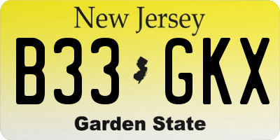 NJ license plate B33GKX