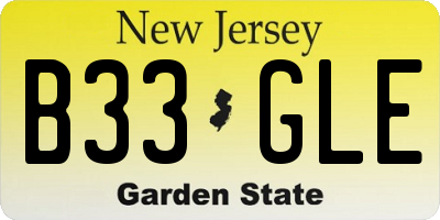 NJ license plate B33GLE