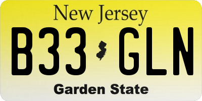 NJ license plate B33GLN