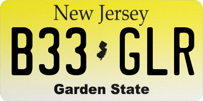 NJ license plate B33GLR