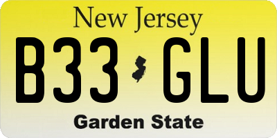NJ license plate B33GLU