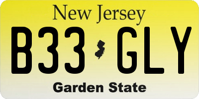 NJ license plate B33GLY