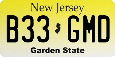 NJ license plate B33GMD