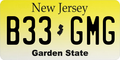 NJ license plate B33GMG