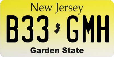 NJ license plate B33GMH