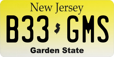 NJ license plate B33GMS