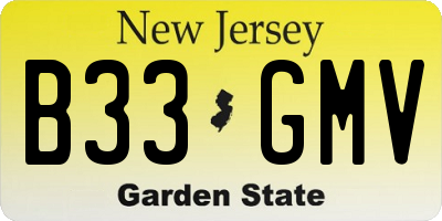 NJ license plate B33GMV