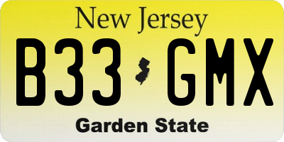 NJ license plate B33GMX