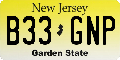 NJ license plate B33GNP