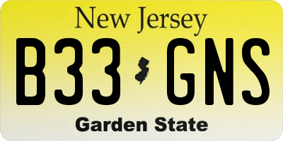 NJ license plate B33GNS