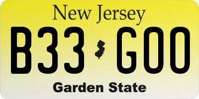 NJ license plate B33GOO